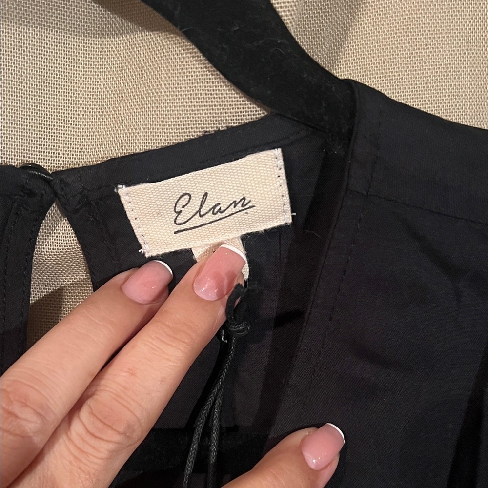 Elan Black Sleeveless Romper Ruffle Hem Elastic Waist Boho size L - Picture 4 of 7